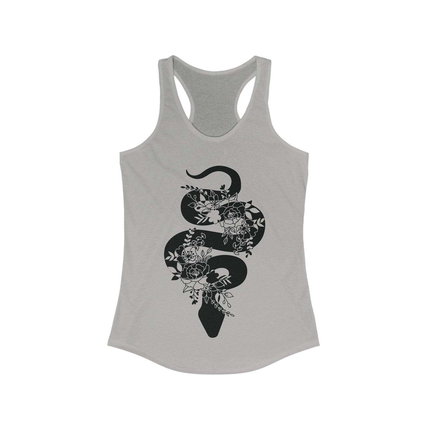 Floral Snake Racerback Tank - Chic On The Edge - Heather Grey - Tank Top