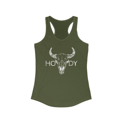 Howdy Racerback Tank - Chic On The Edge - Solid Military Green - Tank Top