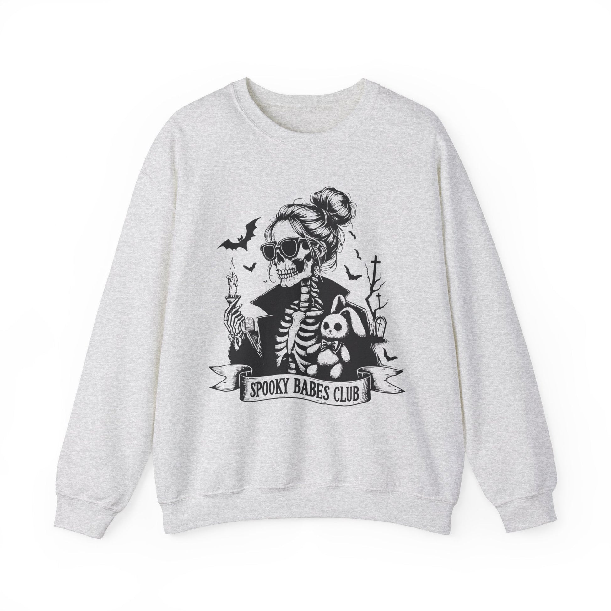 Spooky Babes Club Crewneck Sweatshirt - Chic On The Edge - Ash - Sweatshirt