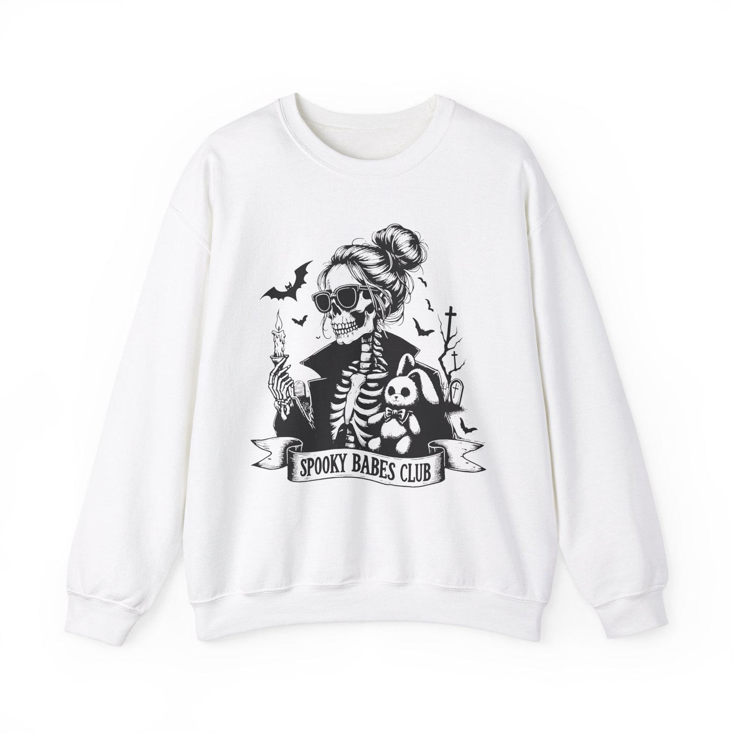 Spooky Babes Club Crewneck Sweatshirt - Chic On The Edge - White - Sweatshirt