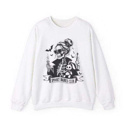 Spooky Babes Club Crewneck Sweatshirt - Chic On The Edge - White - Sweatshirt