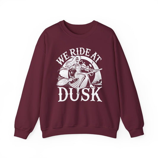 We Ride At Dusk Crewneck Sweatshirt - Chic On The Edge - Maroon - Sweatshirt