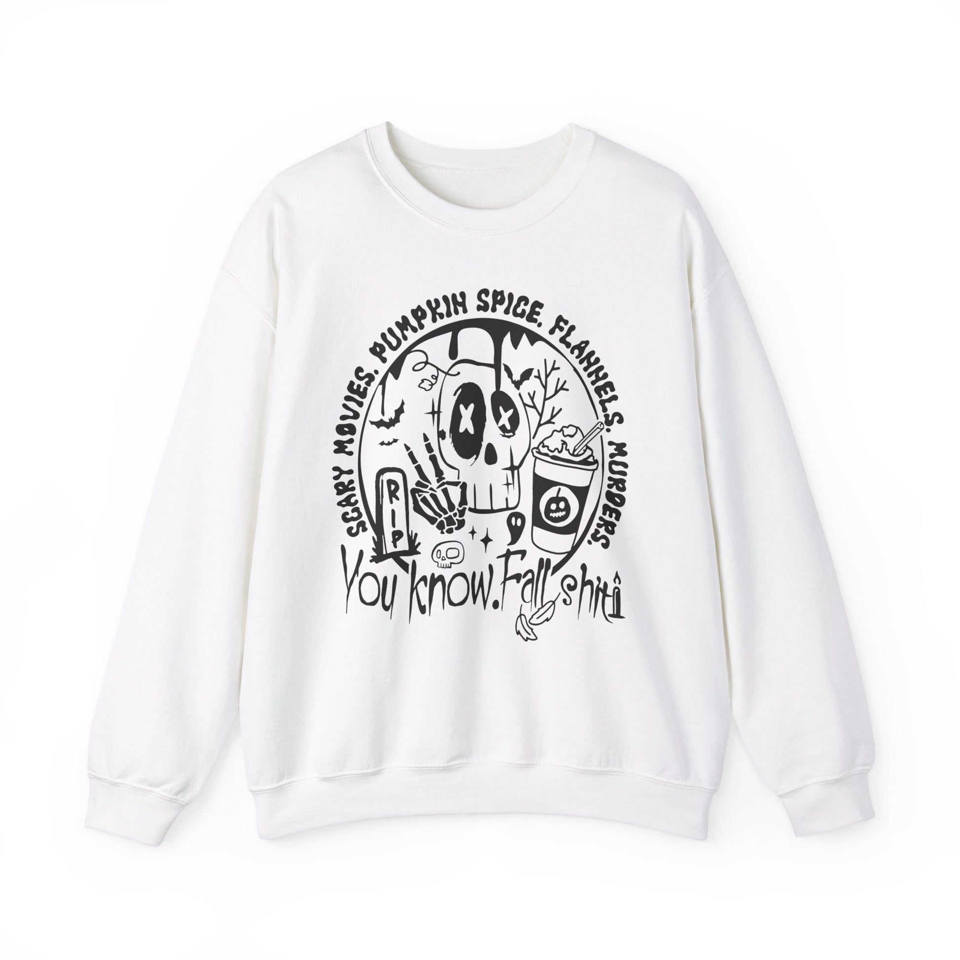 You Know. Fall Shit Crewneck Sweatshirt - Chic On The Edge - White - Sweatshirt